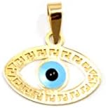 14K Yellow Gold Enamel Evil Eye Charm Pendant .40mm