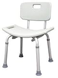Bath Bench with Back Adjustable Legs Height, Lightweight Shower Bench with Non-slip Seat, White By Healthline Trading