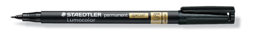 319S-9 Staedtler Lumocolor Marker Permanent Superfine 0.4mm Special for Optical Glass Black (Box of 10)
