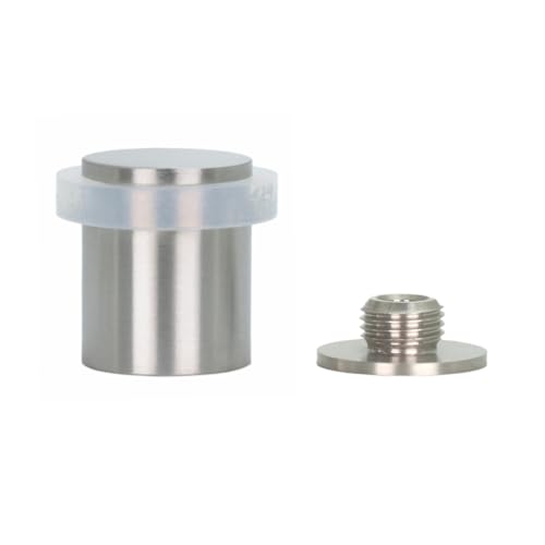 EVI Herrajes | Door Stop | Stainless Steel | 24 x 30 mm | Screwed Threaded Base | Matte Finish | Includes Screw + Mounting Plug | Mod. I-199/24X30-BCBAM
