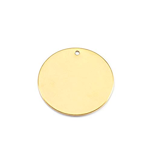 Gemful 10 Pcs Round Stainless Steel Stamping Blank Tag Pendants Gold Charms for DIY Jewelry Making Supplies Metal Engraving Dogs Tags 25mm (Gold)
