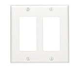 Leviton 80409-NW 2-Gang Decora/GFCI Device Wallplate, Standard Size, White