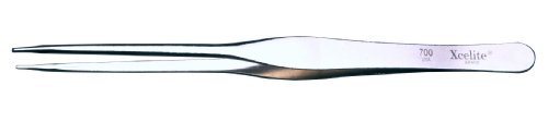 Xcelite XHT700 Straight Tapered General Duty Tweezer with Plated Steel, 7" Overall Length