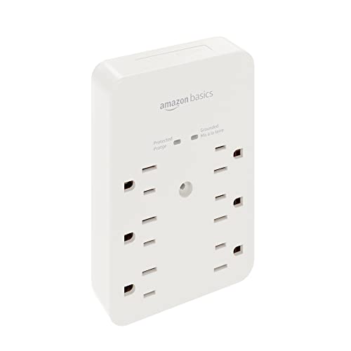 Amazon Basics 6 Outlet WallMount Surge Protector, 1080 Joules on