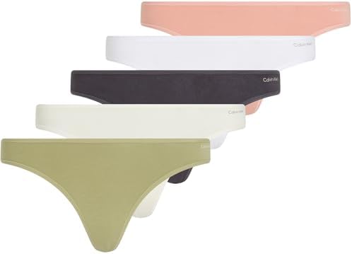 Damen 5er Pack Strings Thong Unterwäsche, Mehrfarbig (A Gry/Wht/L PCH/Gls YLW/IGN Gry), L