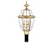 Quoizel Newbury Outdoor Post Lantern, 23 Inch 3-Light Polished Brass French Country Lamp Post, Outside Pole Light Fixture for Patio, Porch, Fences, Garden, Pool, Entryway or Driveway
