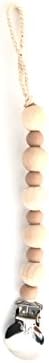 Beaded Pacifier Clip Cutie Clip (Tan, Ruth 10 Beads)