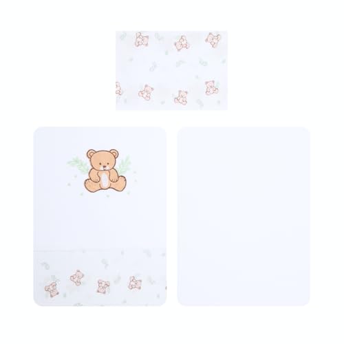 Jogo de Lençol para Berço Americano Papi Baby Estampado 3 Peças, Ursinho Bolinha