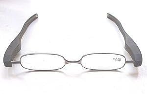 Reading Glasses Grey Ash Big Panini Pod Folding Readers-Strength +2.00