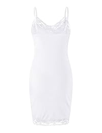 Auxo - Vestido sin mangas para mujer, con encaje en V, cuello en V, elástico