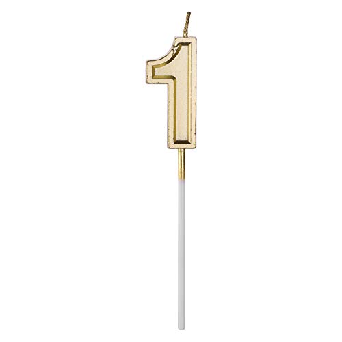 Belleone Birthday Cake Candle Numbers Decoration - Number Candle Set for Birthday Cake Cupcake Topper Decoration Birthday Party Celebration (Gold Number 1)