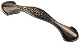 Solid Oil Rubbed Bronze Cabinet Hardware Handle Pull Antique Brass Flower Dresser Wardrobe Pull - 2.52" (64mm) Hole Centers, 5 Pack, Bronze