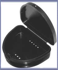 Slim Dental Appliance case for retainers, aligners, mouthguards, dentures, whitening Trays (Black)