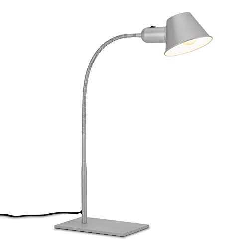 BRILONER - Lampe de table flexible, Lampe de table réglable, Lampe de bureau interrupteur à bascule, 1x E27 douille max. 10 watts, câble inclus, chrome mat, 65 cm