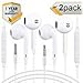 TYTAR Earphones with Microphone Premium Earbuds Stereo Headphones and Noise Isolating Headset Made for Phone Pod Pad - 2Pack White