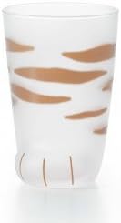 Aderia Japan Japanese Glass Tumbler Cup 300ml Cat Paw Coconeco Japan Import (Brown Cat Paw 6680)