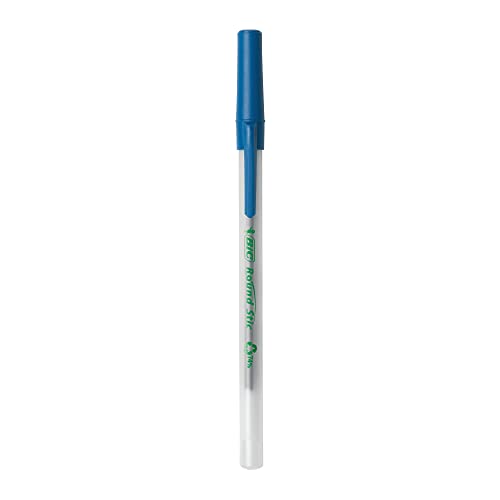 BIC ReVolution Round Stic Ball Pen, 74 Recycled Plastic Pen, Blue