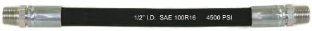 Abbott Rubber 1960-0500-12 4500 PSI High Pressure Hydraulic Hose, 1/2 by 12-Inch Length with 1/2-Inch NPT Males on Both Ends, Black