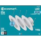 EcoSmart 65-Watt Equivalent Daylight 6 in. Downlight White Integrated Dimmable LED Recessed Trim (3)