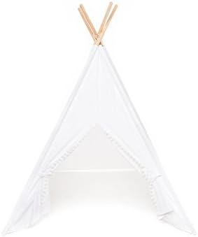 Play Teepee for Kids – 100% Cotton Canvas and Bamboo Poles Portable Indoor Tent for Children – Great for Boy and Girls - LIMITED SUPPLY! By From the Avenue (White)