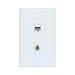 ESYLink AL304 Ethernet Coax Wall Plate - Cat6 Coax Wall Plate with 1 Ethernet Port + 1 TV Coax Cable/F-Type Connector - White