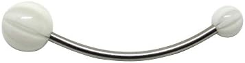 Custom 14g STEEL CURVE Beach Ball WHITE Belly Navel Ring 1/4" to 1" Length (1" (25mm))