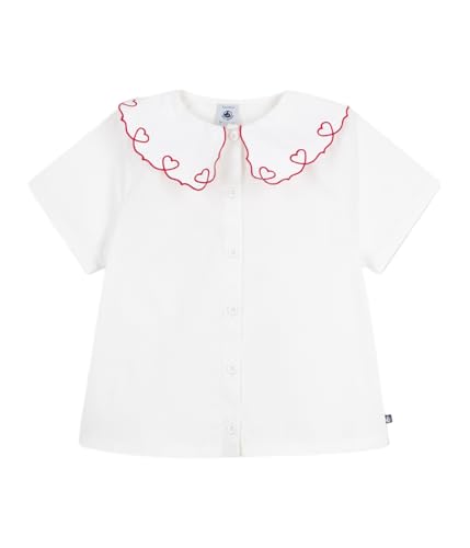 Petit Bateau Blouse Enfant en Popeline de Coton Manches Courtes Unie