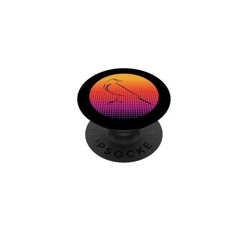 Retro Sunset Cute Black Crow Raven Bird Animal Lover Gift PopSockets Adhesive P…