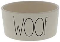 Rae Dunn Artisan Collection Extra-Large 9 " Diameter Pottery Pet Bowl 3 1/2 " Deep WOOF
