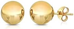 14KT Yellow Gold Ball Stud Earrings With Butterfly Pushbacks