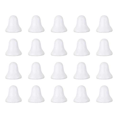 STOBOK Flower Decor 20 Pcs Craft Foam Bells White Christmas Bells Polystyrene Bells Shapes for DIY Home Craft Project Christmas Tree Holiday Party Supplies 7.4cm Birthday Party Supplies