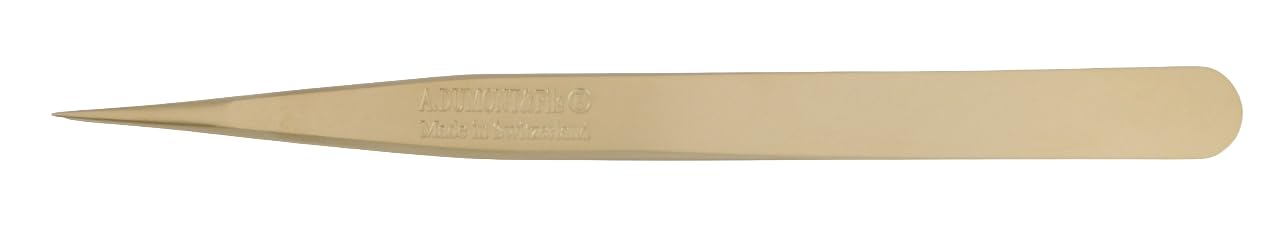 Dumont Precision Tweezers for Watchmaking, Shape No.1, Matte Brass Coated with Golden Flash, Anti-Magnetic