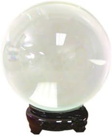 Pure Quartz Crystal Ball with Wood Stand - Clear 8 Cm - Beautiful As Display or As Powerful Feng Shui Tool