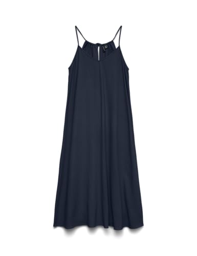 VERO MODA Vmjesmilo - Vestido de Pantorrilla para Mujer, Azul Marino, L