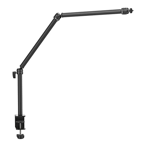 VIJIM LS08 Overhead Camera Desk Mount Stand, Flexible Webcam Stand Microphone Boom Arm, 360° Rotation Tabletop Aluminum C-Clamp, Standard ¼ ⅜ ⅝ Screw for DSLR Camera, Microphone & Webcam