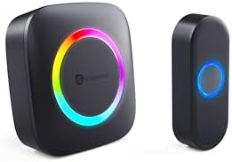 Smartwares Wireless doorbell Set - Portable Chime and Push Button - 300 m Range - 36 melodies - LED Ring - 85 dB - 4 Sound Level & Mute Function - Black - PD-4925