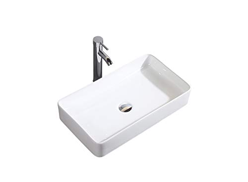 Gimify Wash Basin Sink Modern Rectangular Ceramic Bathroom Vessel Sink Bowl Countertop Mounted for Lavatory Vanity Cabinet