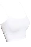 TheMogan Women's Spaghetti Strap Tank Top Crop Cami Bra - White - ONE SIZE