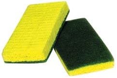 74-612 Medium Duty Green Backed Yellow Cellulose Scrubber Sponge, Antimicrobial, UL Approved, Individual Wrapped, 6" x 3 3/8" x 3/4" (Pack of 20)