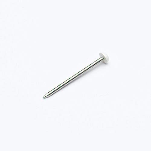 Merriway BH07225 uPVC Plastic Poly Top Stainless Steel Nails White 30mm