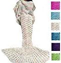 ROSEER Mermaid Tail Blanket for Kids Girls Adults Super Soft Sleeping Bags, Best Gift for Birthday and Holiday 74"x 35" White