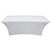 Houseables White Tablecloth, Cover for Folding Table, Fits 6' Tables, 1 Pk, Spandex Linen, Rectangle, Elastic, Stretchable, Tablecloths Fitted, Covers, Cloth, Scrim, Wrap, Skirt, Trade Show, Banquet