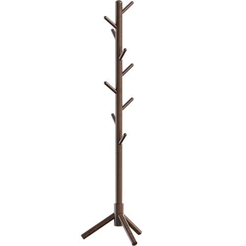 Simple Houseware Wooden Coat Rack Stand Garment Adjustable Tree Rack, 9 Hooks, Walnut