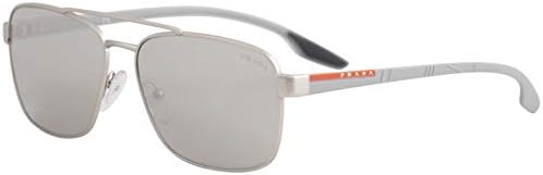 Prada LIFESTYLE PS51US Sunglasses QFP2B0-62 - Silver Rubber Frame, Light Grey PS51US-QFP2B0-62