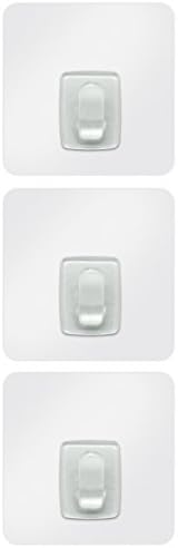QuickStick Water-Resistant Classic Rectangular Adhesive Hooks, Clear, 3 Pack