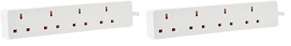 PRO ELEC PELB1904 4 Gang Extension Lead White, 3m (Pack of 2)