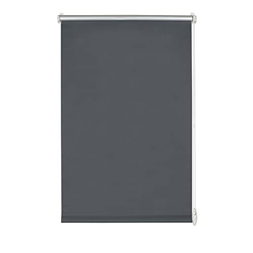 GARDINIA EASYFIX Roller Blind with Thermal Back for Clamping or Gluing, Blackout Roller Blind No Drilling Required, Heat Protection, Energy Saving, Slate, 80 x 150 cm (W x H)