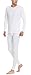 Men's Ultra Soft Thermal Underwear Top & Bottom Set With Fleece Lined, White, Medium