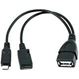BSHTU Micro USB Splitter Cable OTG Power Enhancer Cord USB 2.0 A Female to Micro USB Male and Micro 5 Pin Female Adapter Host Charging Converter