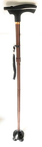BT FOLDING CANE - Walking for Men & Women Collapsible, Lightweight, Adjustable Portable Stick Mobility Aid Sleek Look Comfortable Handle with LED Light Aluminum Alloy 4 Head Pivoting Trusty Base